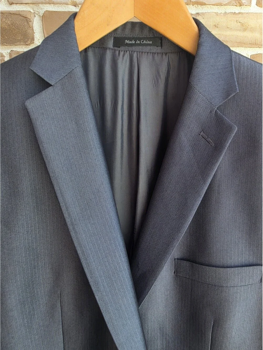 Calvin Klein Mens Blazer 46R Gray Herringbone 2 Button Sport Coat Suit Jacket